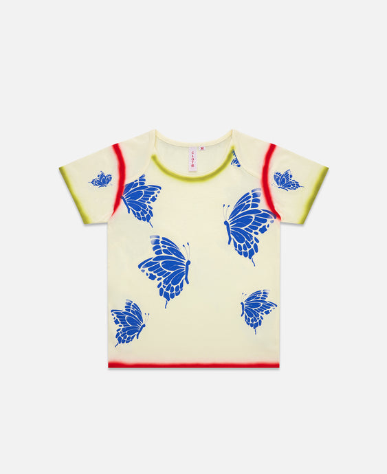 Kids Enamel Butterfly Print T-Shirt (Cream)