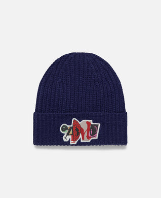 Letter Patch Work Beanie (Navy)