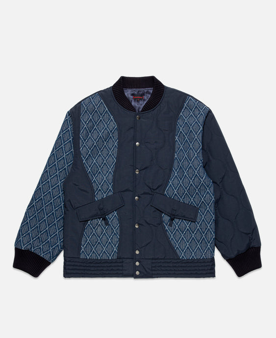 Quilted Patchwork Jacket (Navy)