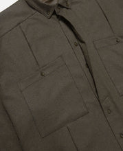 Wool Box Pleated Shirt (Charcoal)