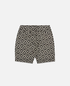 Hearted Pattern Paneled Chino Shorts (Black)